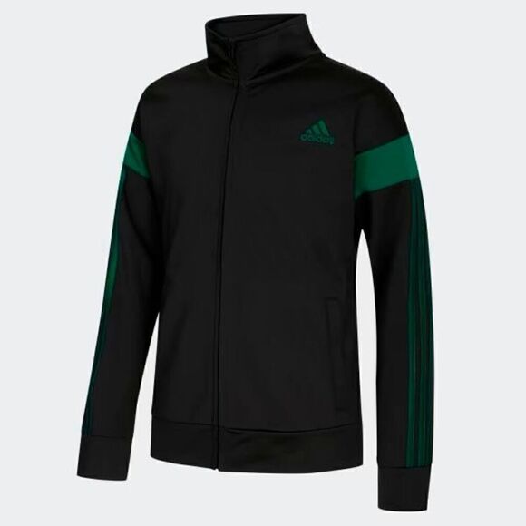 Adidas TRICOT JACKET Boys Performance Black Green size 8 plus - Picture 1 of 4